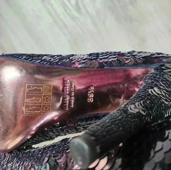 Miu Miu Purple Sequin High Heels Round  Toe Paillettes Pump Size 9.5 AUTHENTIC - Picture 9 of 16